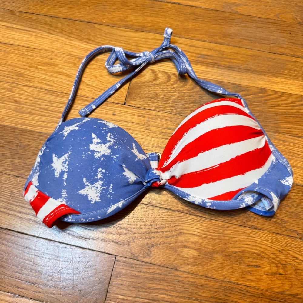 Xhilaration American Flag Push Up Bikini Top XS Red White Blue Stars Stripes